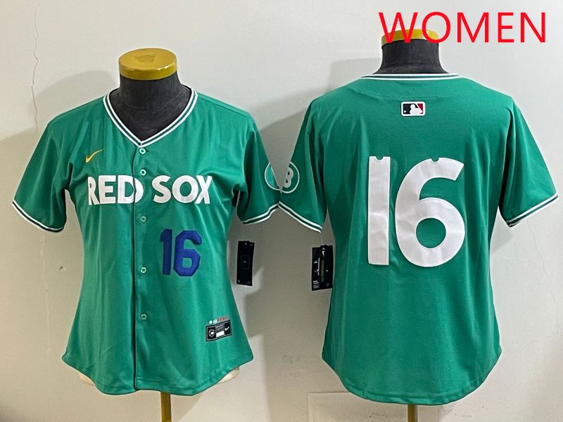 Women Boston Red Sox #16 No Name Green Joint Name Nike 2025 MLB Jersey style 4